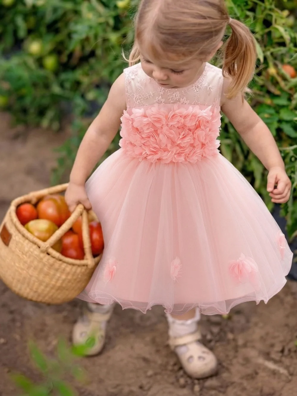 Pink Tulle Floral Princess Dress 9-12M Toddler Girl